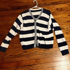 Woman’s vintage striped sweater sailboat cardigan